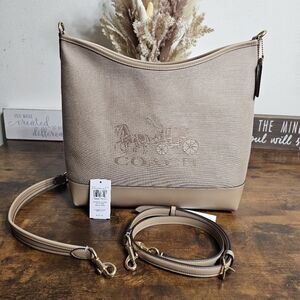 Coach Canvas Large Laurel...Natural Dark Multi Shoulder Bag